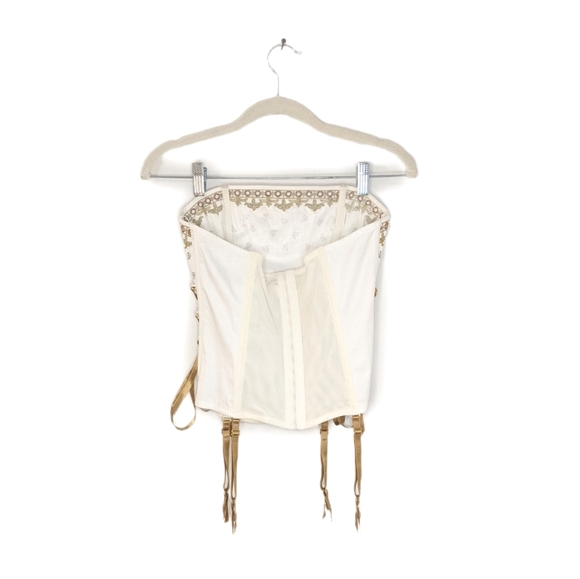 Fredrick's of Hollywood White/Gold Fantasycore/Fairycore Strapless Corset Top - Picture 2 of 12